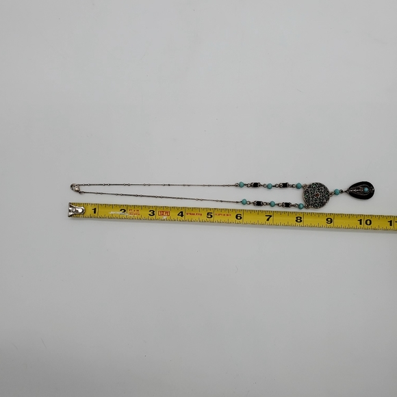 2009 Avon Turquoise Colored & Brown Medallion Necklace Earrings Gift Set - Picture 6 of 7